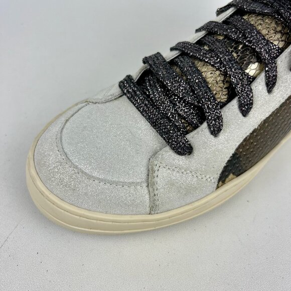 P448 Womens Skate High Top Sneakers Python Brown Snakeskin Glitter size 37 US 7 - Picture 9 of 16